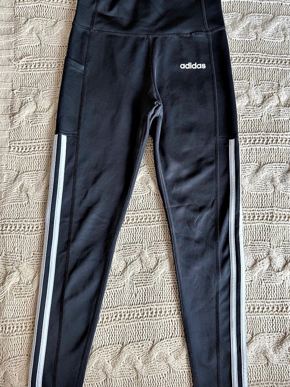 adidas Climatelite Athletic Leggings Black & White Size Small